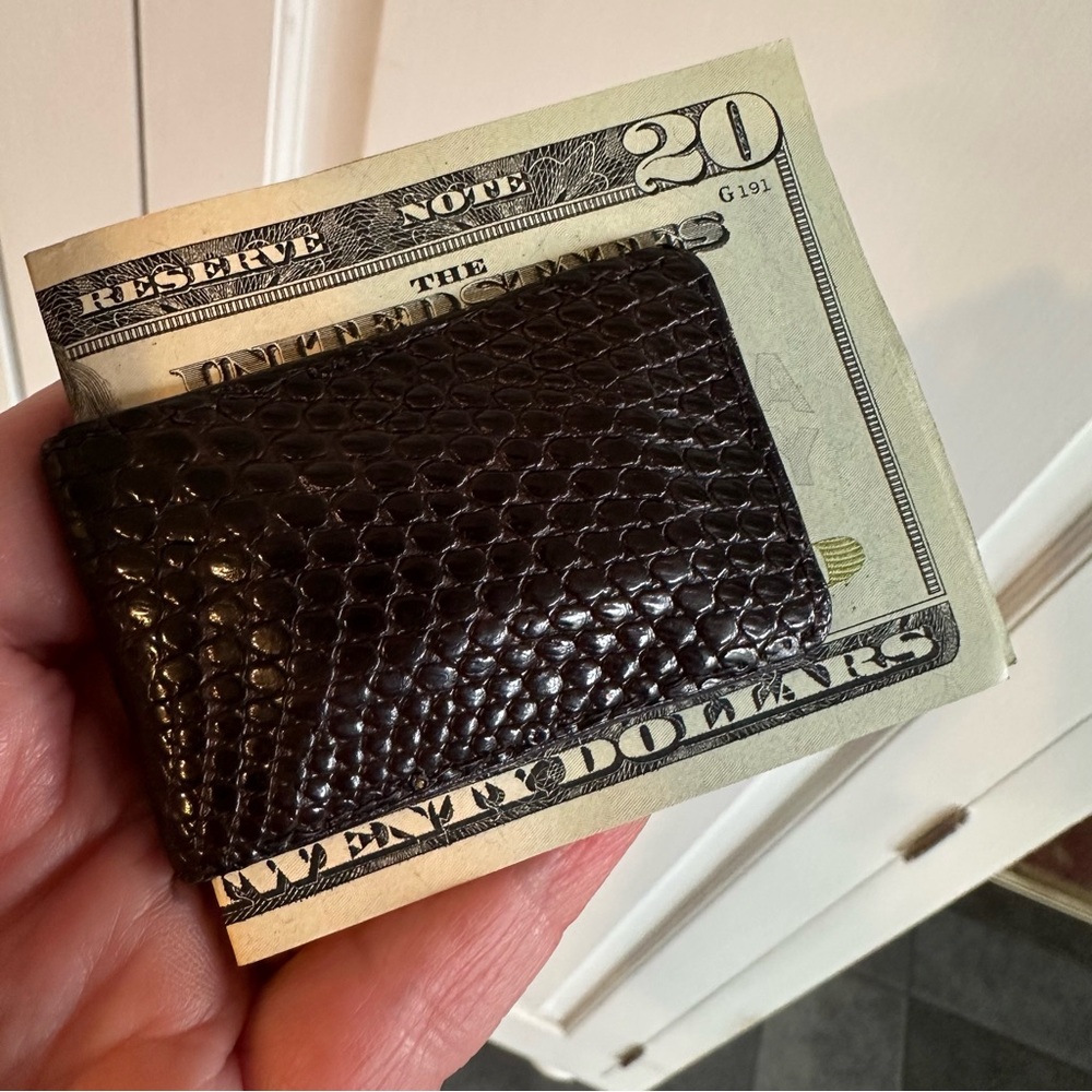 Vintage Brown Leather Money Clip
